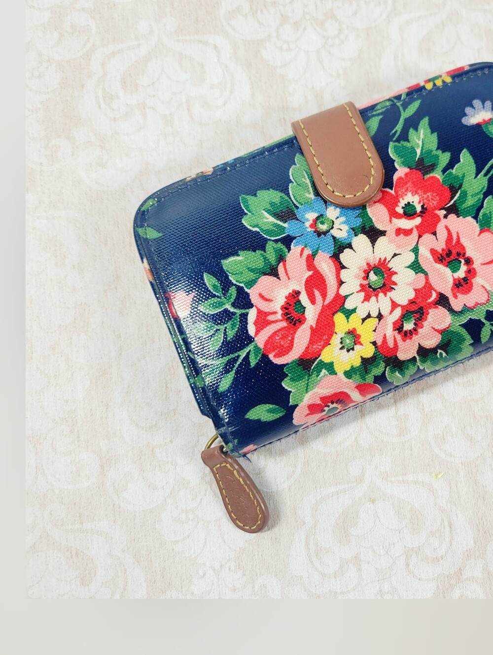 Cath Kidson Blue And Pink Floral Fold And Snap Wallet